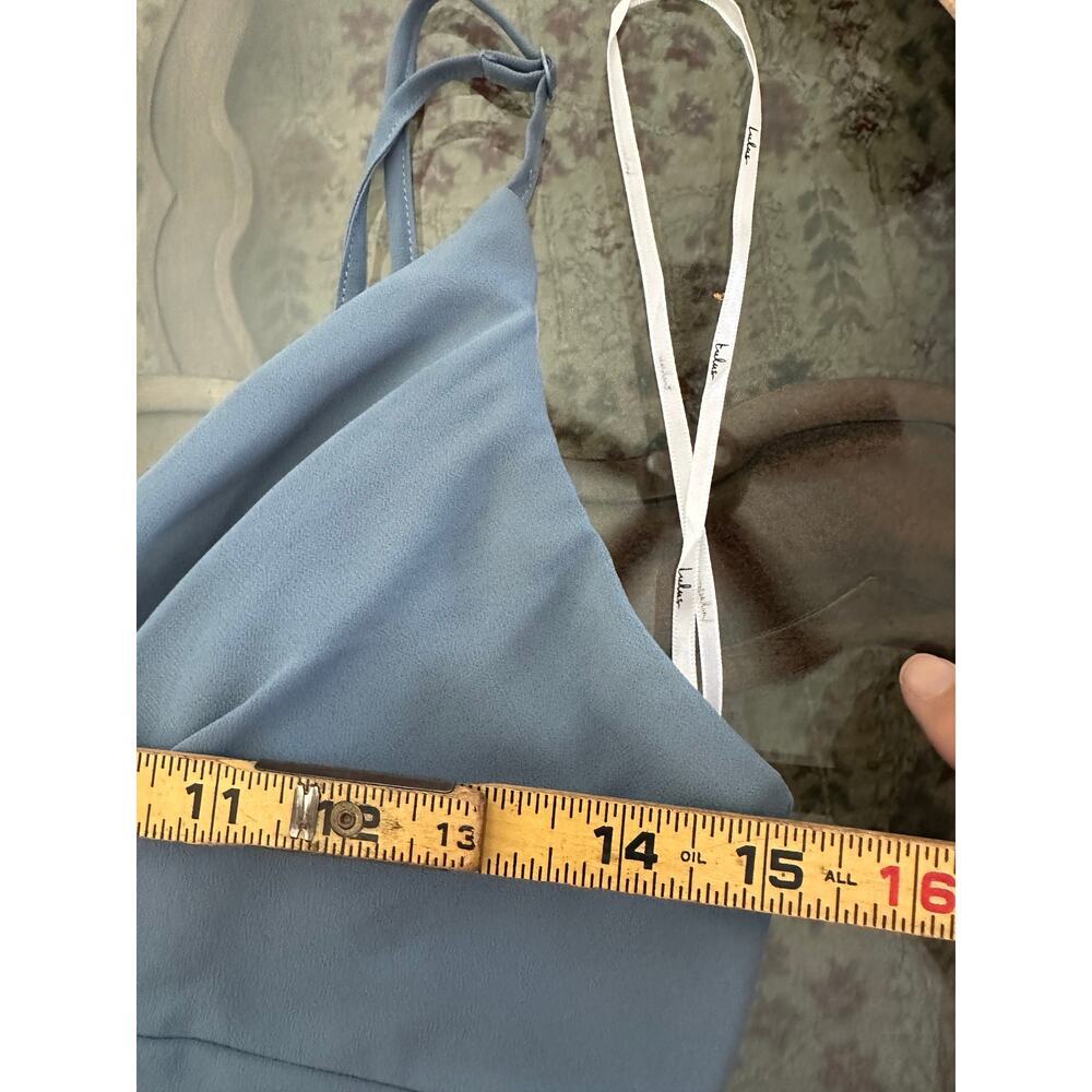 Lulu’s Women's Blue Deep V-Neckline Sleeveless Maxi Dress Size Small - Picture 8 of 8
